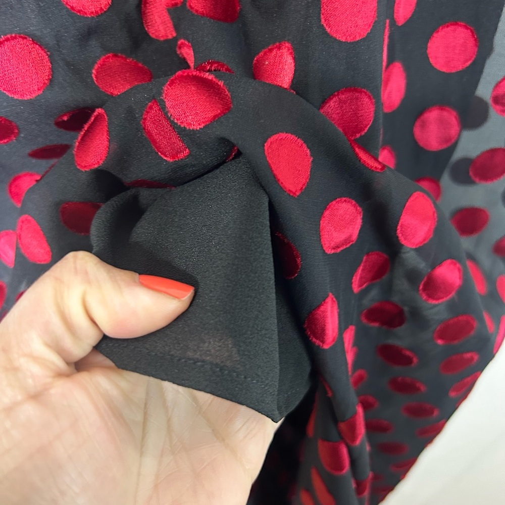 Lovers + Friends Angel Maxi Wrap Polka Dot Wedding Guest Dress in Red Black Sz L - Picture 7 of 15